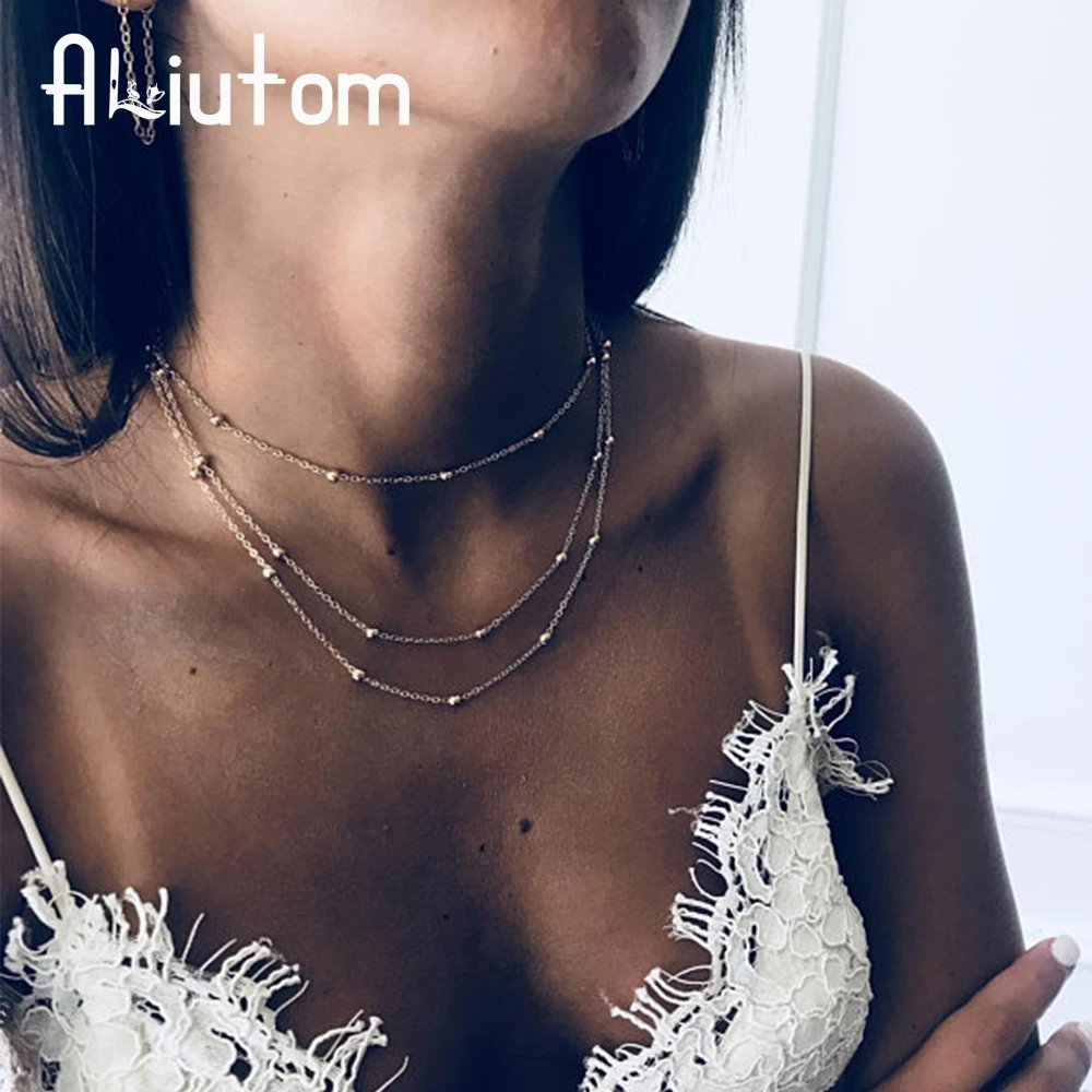 ALIUTOM 2020 трендовые богемные золотые Многослойные Бусины Женская цепочка ожерелье