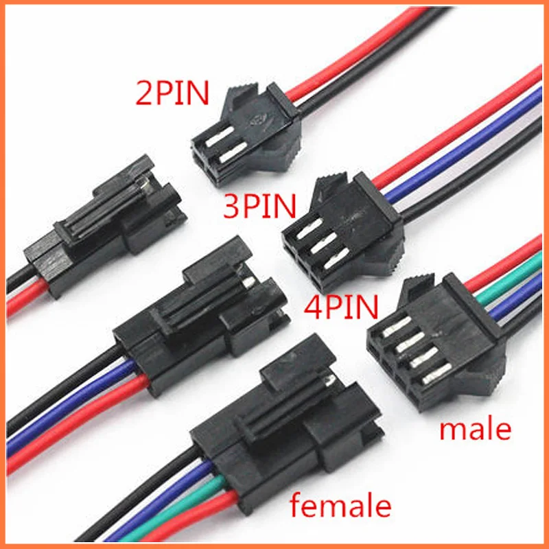 30 парт/Лот 20 Φ 40 см/пара JST 2pin 3pin 4pin светодиодный соединительный провод штекер и