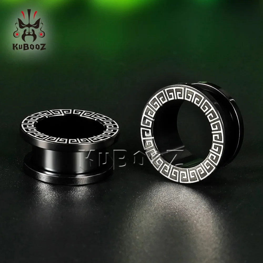 KUBOOZ 2PCS Ear Stretcher Piercing Tunnels Plugs Gauges Stainless Steel Earring Fashion Body Jewelry Gift 6mm to 25mm Women Men