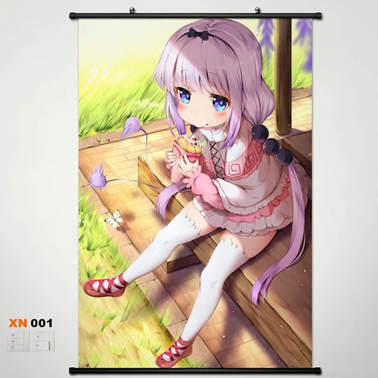 Аниме Манга Kobayashi san Chi no Maid Dragon Настенная картина прокрутка 60x90 см Настенные обои