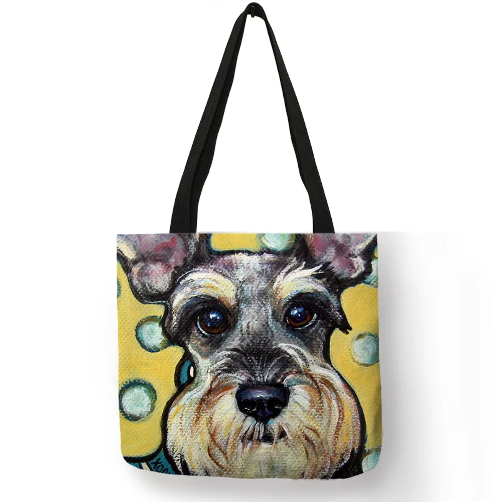 004 Прямая поставка, сумки Schnauzer с рисунком собаки для женщин, женская сумка на плечо, повседневные сумки для покупок, путешествий, школьные сумки, большая ВМЕСТИТЕЛЬНОСТЬ - Цвет: 004