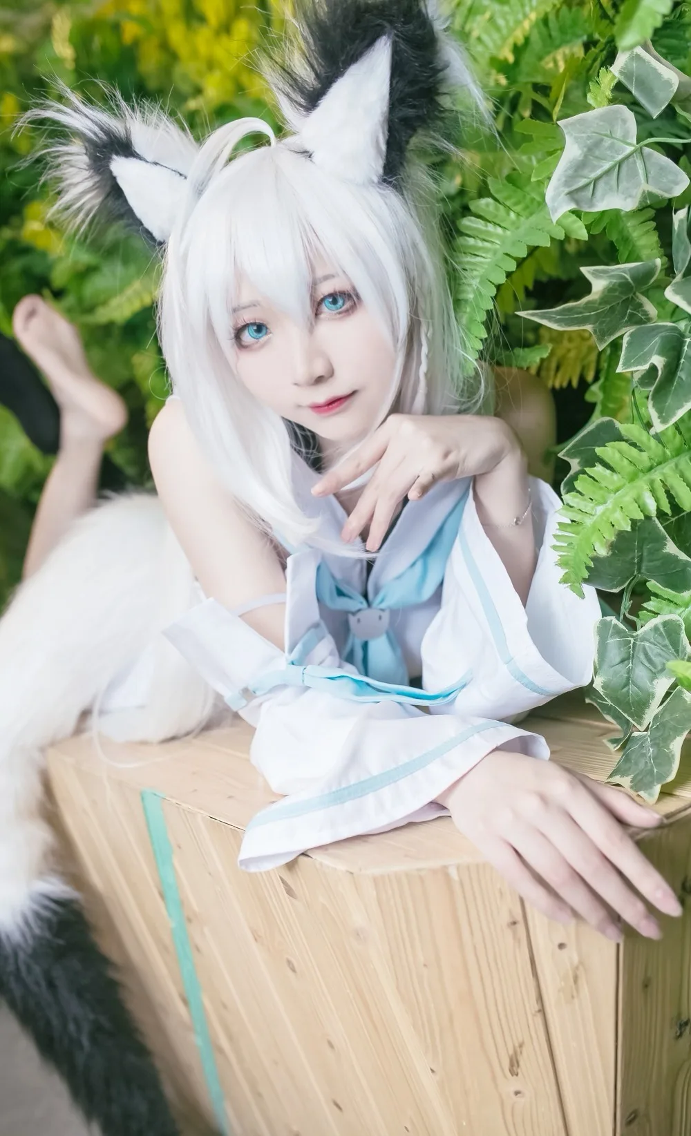 AniHut Youtuber holove Shirakami Fubuki белый прямой Cos парик термостойкие синтетические Косплей волосы Vtuber лиса косплей парик