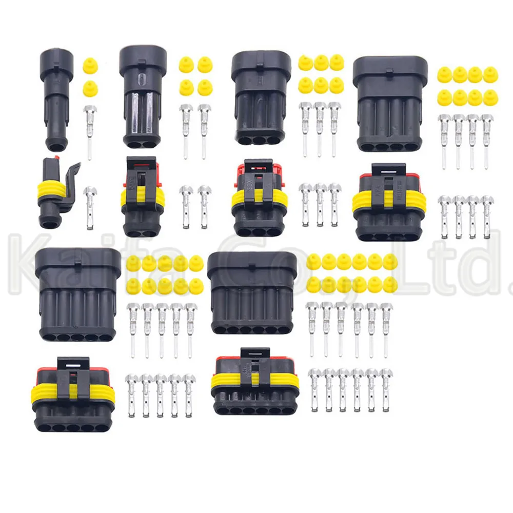 

10 sets Kit 1P 2P 3P 4P 5P 6Pins Way AMP 1.5 Super seal Waterproof Electrical automotive Wire Connector Plug for car Motorcycle