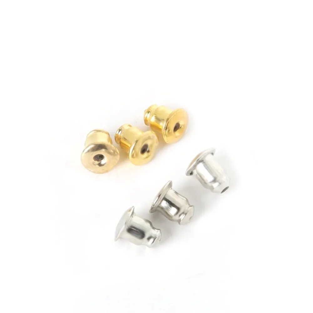

200PCS 6x5mm Gold Silver Tone Stud Earring Backs Stoppers Ear Post Nuts Plugs Cap For Earring Finding Jewelry Making Components