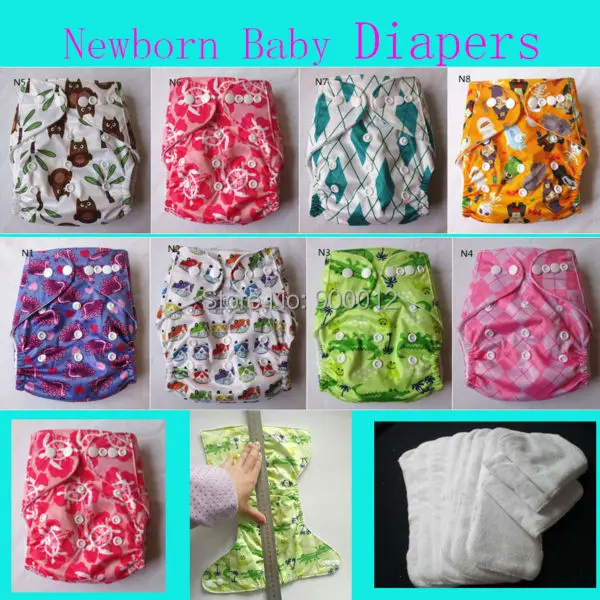 50 Set Newborn POCKET CLOTH DIAPERS For Baby Girls BOY Infant WITH INSERTS Babies Fabric Nappies Free Shipping