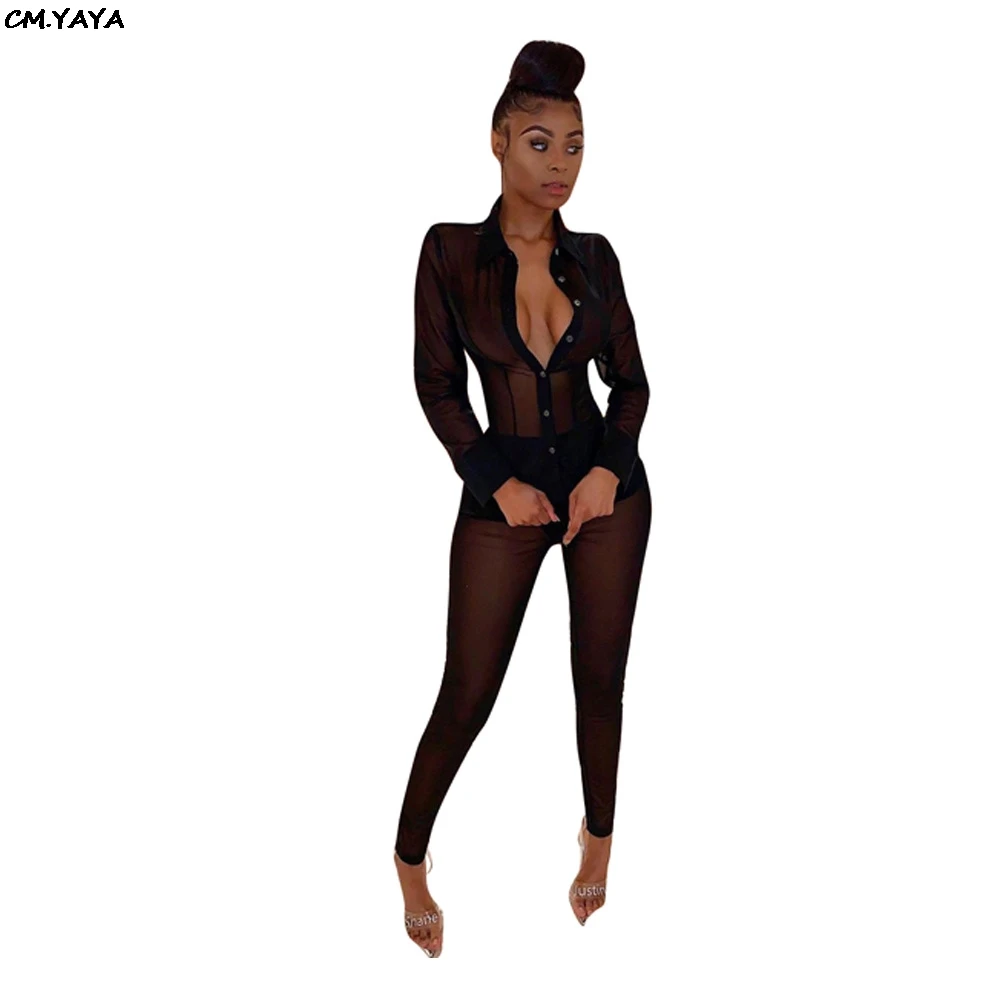 Женские летние прозрачные блузки с длинным рукавом, топ, брюки-карандаш, костюм, комплект из двух предметов, винтажные Сексуальные вечерние Клубные спортивные костюмы, LD8337