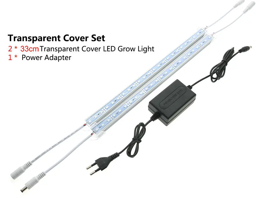 Transparent 33cm2pcs Комнатный светодиодный светильник для выращивания растений s DC12V 3 Красный 1 синий 5630 Светодиодный светильник для аквариума теплицы для выращивания растений с адаптером питания - Испускаемый цвет: Transparent 33cm2pcs