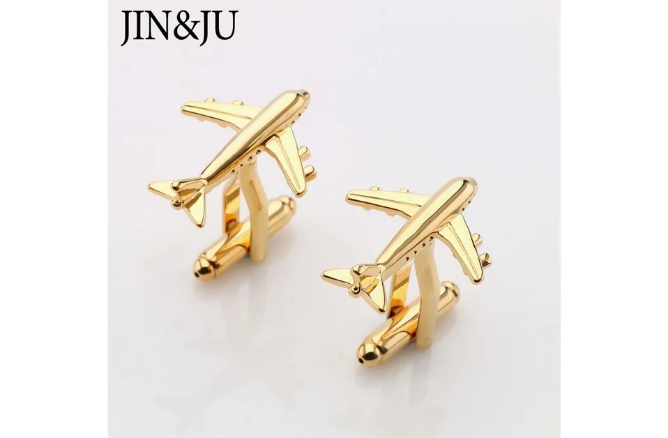 JIN& JU, мужские ювелирные изделия, дизайн самолета, аэроплан, свадебные украшения, два цвета, имитация, покрытие, стиль для мужчин, самолет, запонки