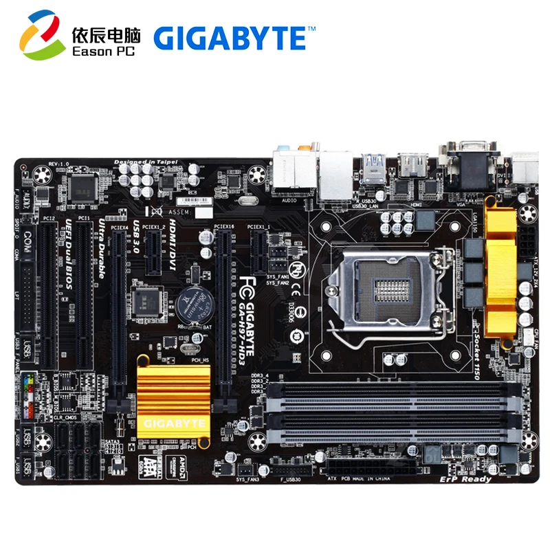 Настольная Материнская плата GIGABYTE GA H97 HD3 LGA1150 i3 i5 i7 DDR3 USB3.0 32G ATX|Материнские платы| |