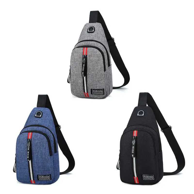 Мужская модная спортивная небольшая сумка на ремне с отверстием для наушников