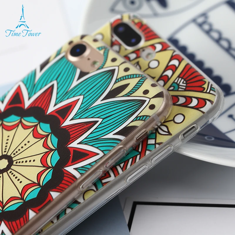 Soft Silk Cover Classic Mandala Flower Fundas For Iphone 7 Plus Case Beautiful Datura Floral Phone Cases |