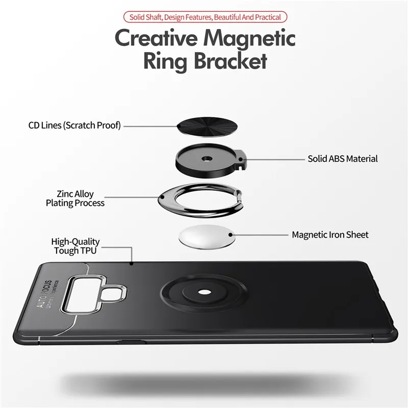 Для samsung Galaxy Note 9 автомобильный держатель с магнитным креплением кольцо TPU чехол