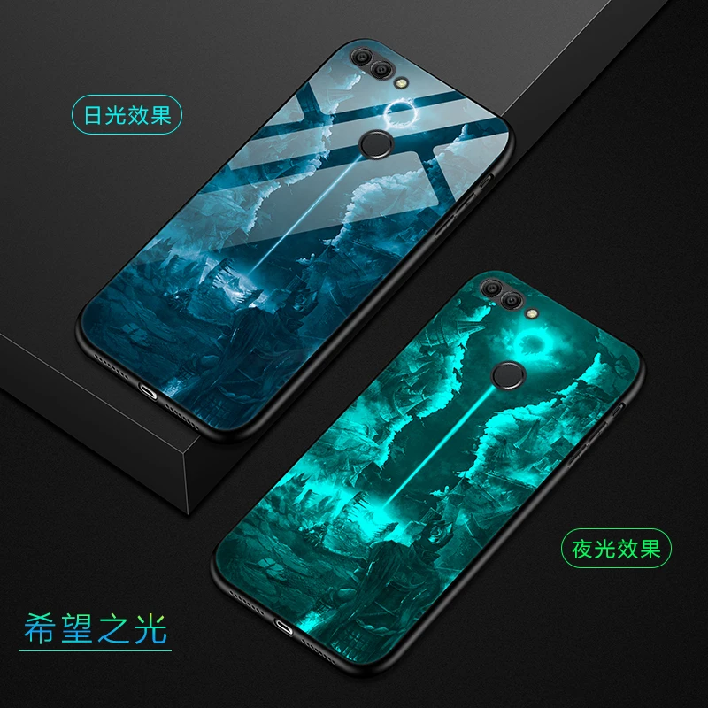 Для huawei Y9 чехол Роскошный светящийся жесткий защитный чехол из закаленного стекла для huawei honor 7C 9N Y7 Prime оболочка - Цвет: style 02