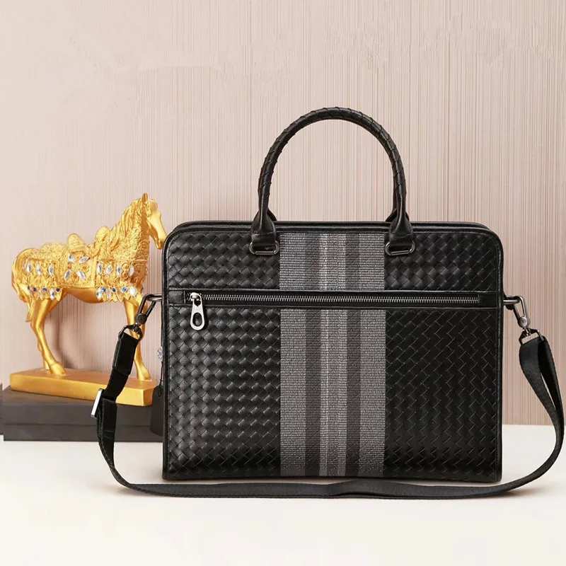 Kaisiludi leather woven bag handbag embroidery  briefcase computer bag cowhide fashion oblique span  bag