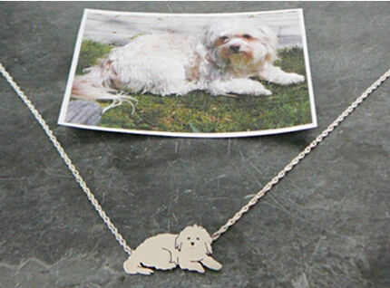 Ожерелье с подвеской для собак .. Заказной портрет питомца Серебряный