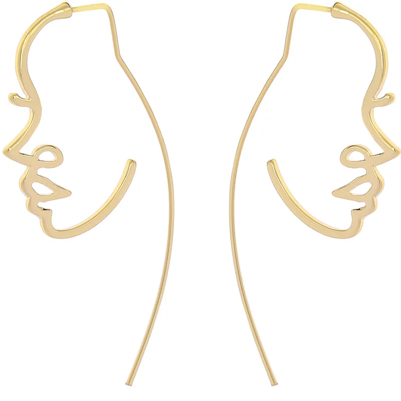 Серьги "Мир ювелирных изделий" с креативной вырезанной фигурой лица из сплава на женской персоне, европейской и американской моды.