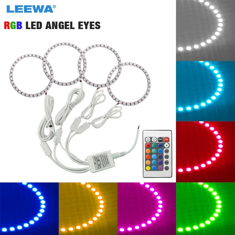 LEEWA 4x100 мм Автомобильный светодиодный RGB-светильник ангельские глазки кольцевой
