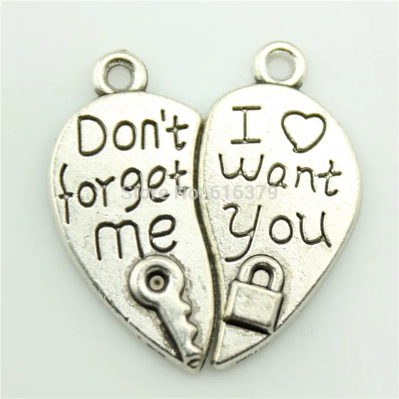 Бесплатная доставка 20 пар 25 мм антикварной серебро головоломки не забудь меня я