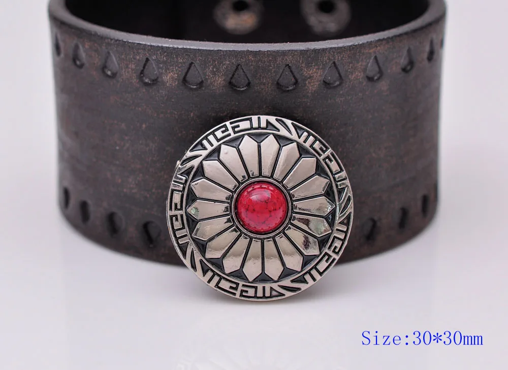 

10X 30mm Southeast Sun Flower Turquoise Sewing Coat Closures Leathercraft Shank Button RED