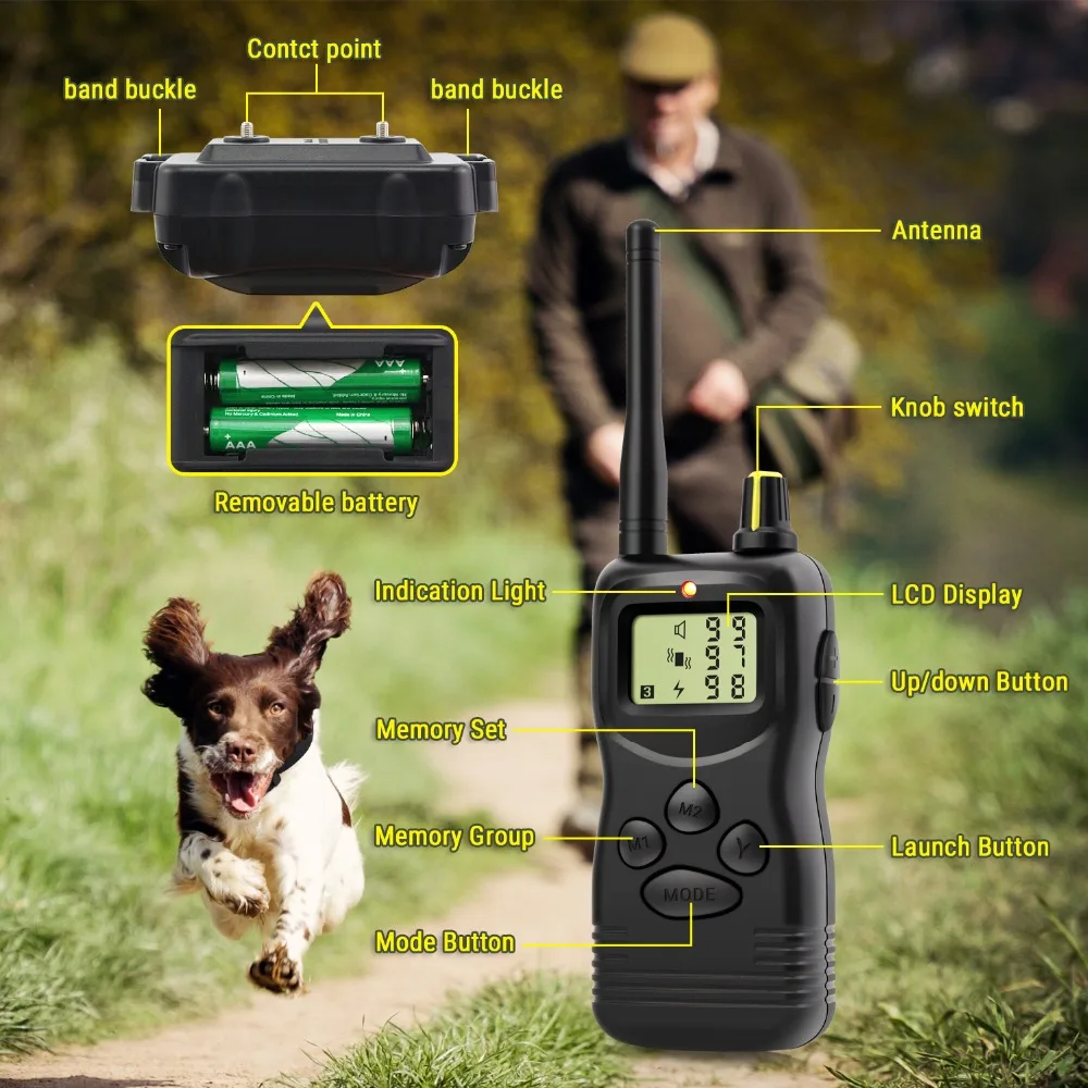 Petrainer 900-3 ошейник для дрессировки собак 3 Собаки с электрическим током 99LV ЖК-дисплей базовый контрольный тренажер для 3 собак