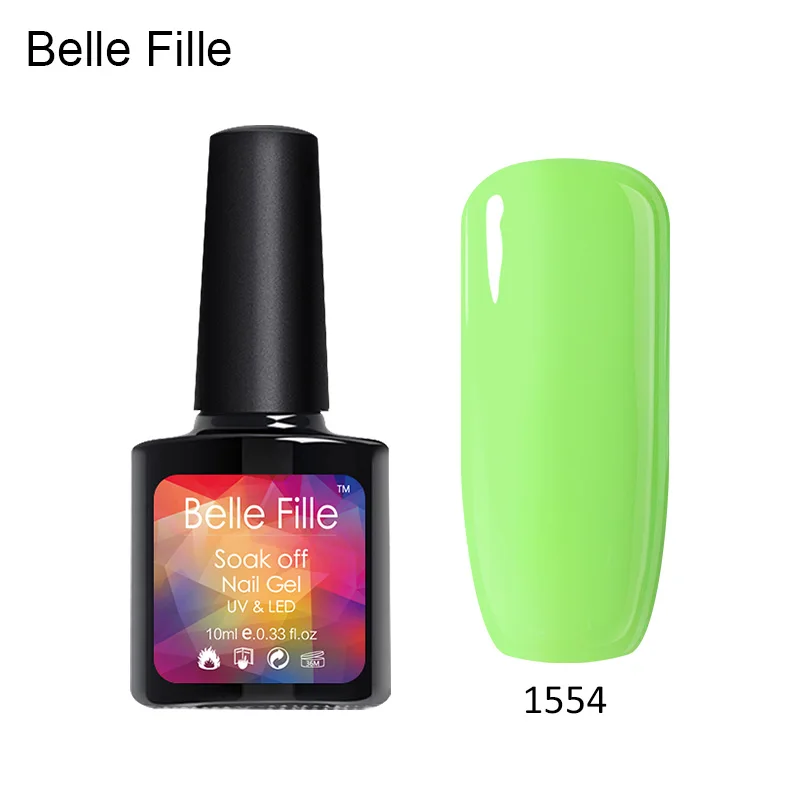 Belle FILLE темно-зеленая мята зеленый цвет УФ гель Лаки для ногтей 10 мл LED Гели лак