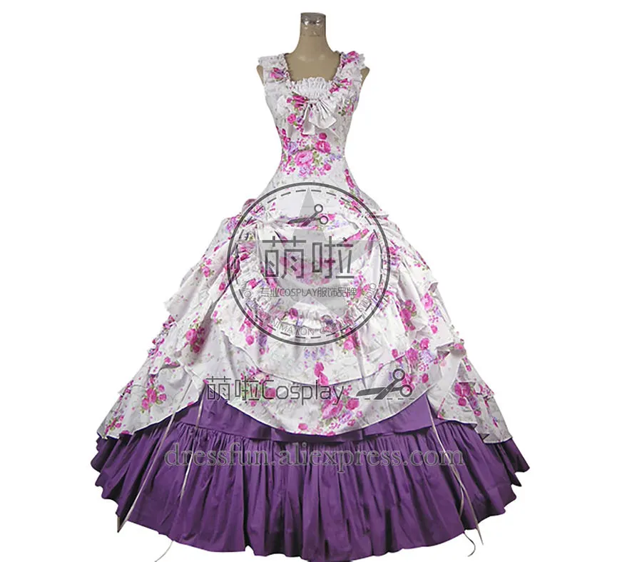 Southern Belle Civil War Lolita бальное платье для выпускного вечера с оборками и цветочным