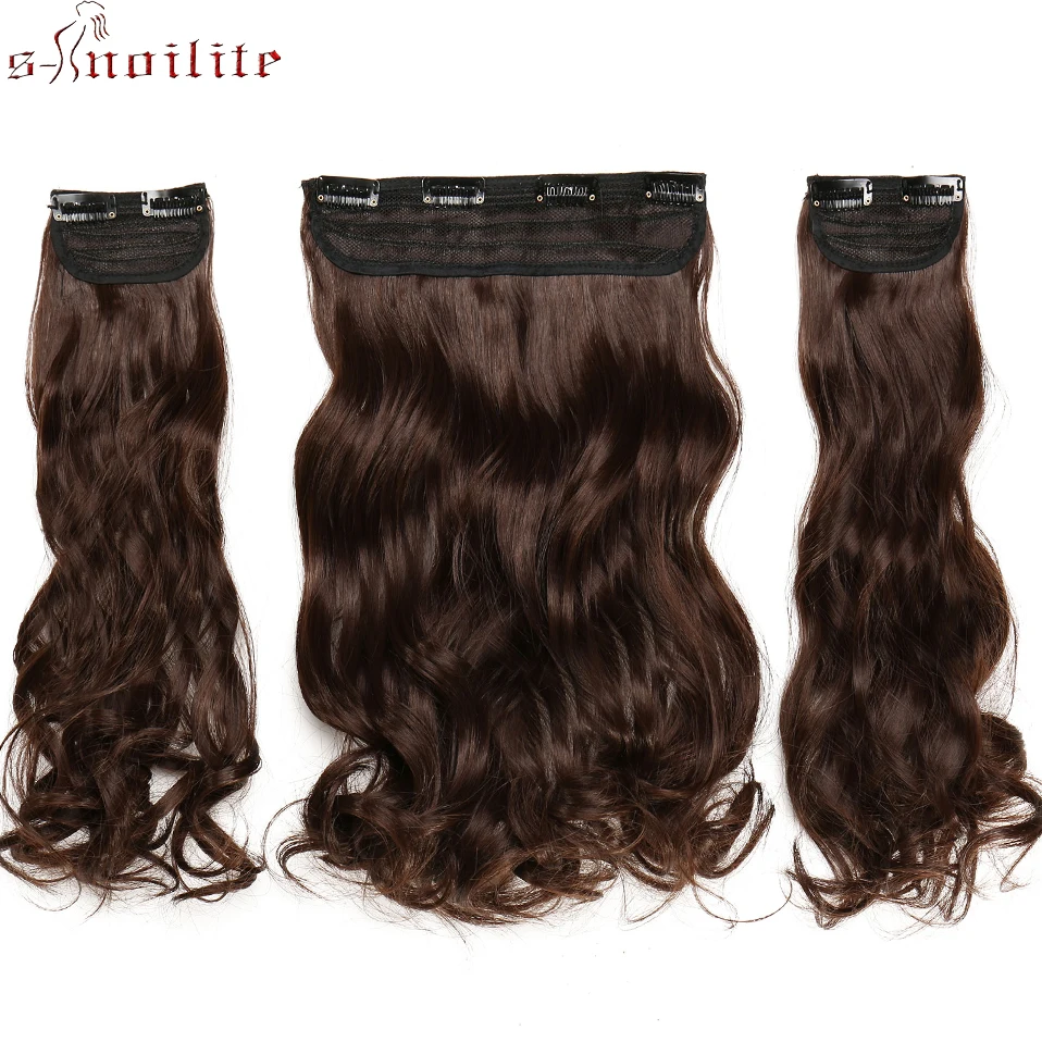 S-noilite 2" 3 шт./компл. заколки для волос на заколках длинные вьющиеся синтетические шиньоны натуральным жемчугом на заколках для наращивания, волосы для Для женщин