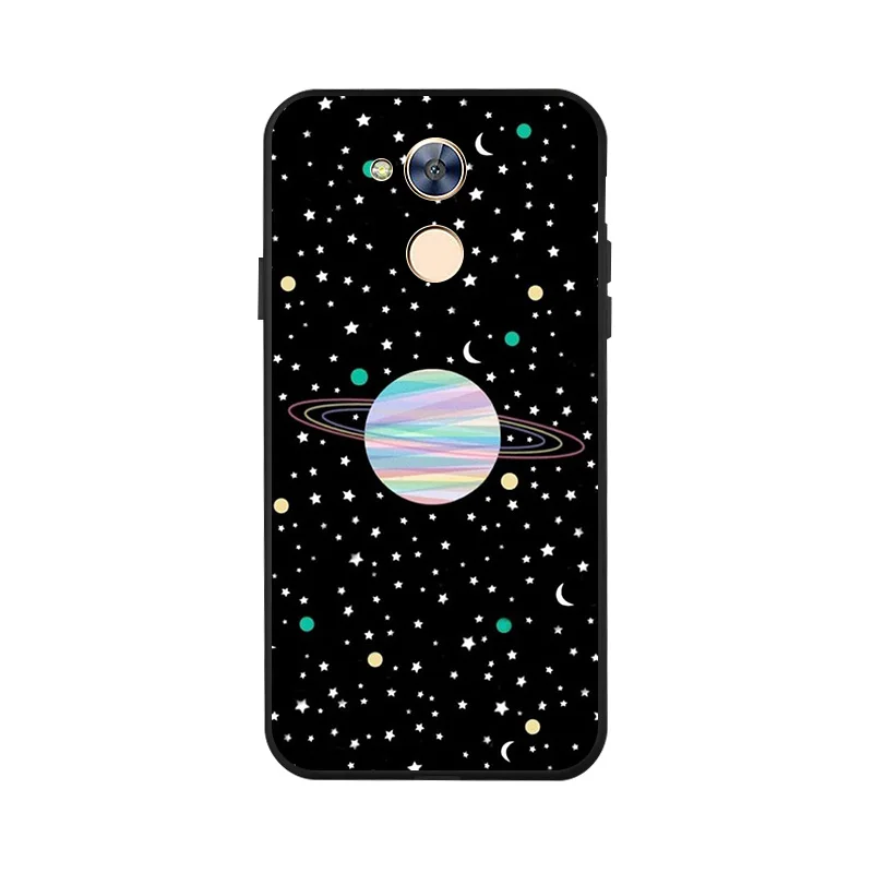 Cute Planet Print Soft Silicon Case For Huawei Honor 6A Cases Painted Black TPU Phone Cover 6 A Capa |