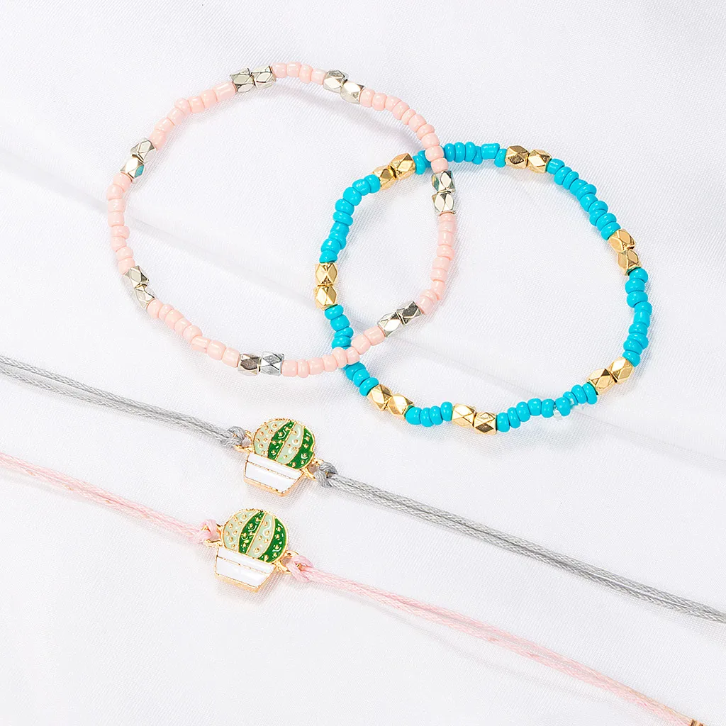 4 шт Стильный браслет для мужчин и женщин Boho яркие красочные веревки Pulseira Ретро
