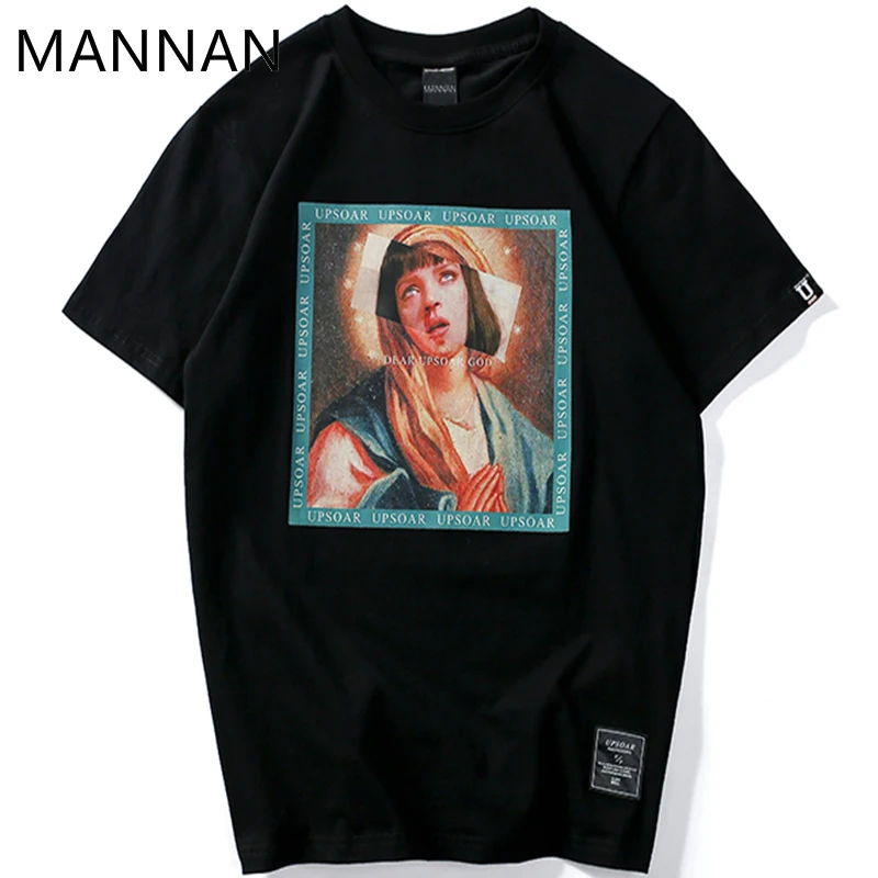 Футболка мужская с забавным принтом Девы Марии тенниска короткими рукавами в