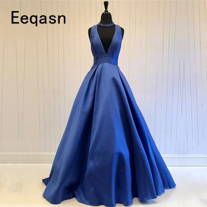 Vestido de Fiesta Выпускные платья 2020 с v образным вырезом сзади и бантом атласное