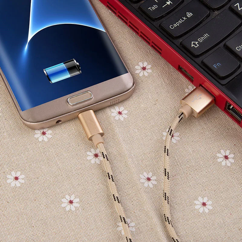 Micro USB кабель 2.4A Быстрая зарядка Плетеный провод для передачи данных Xiaomi Redmi GO 6 6A 7