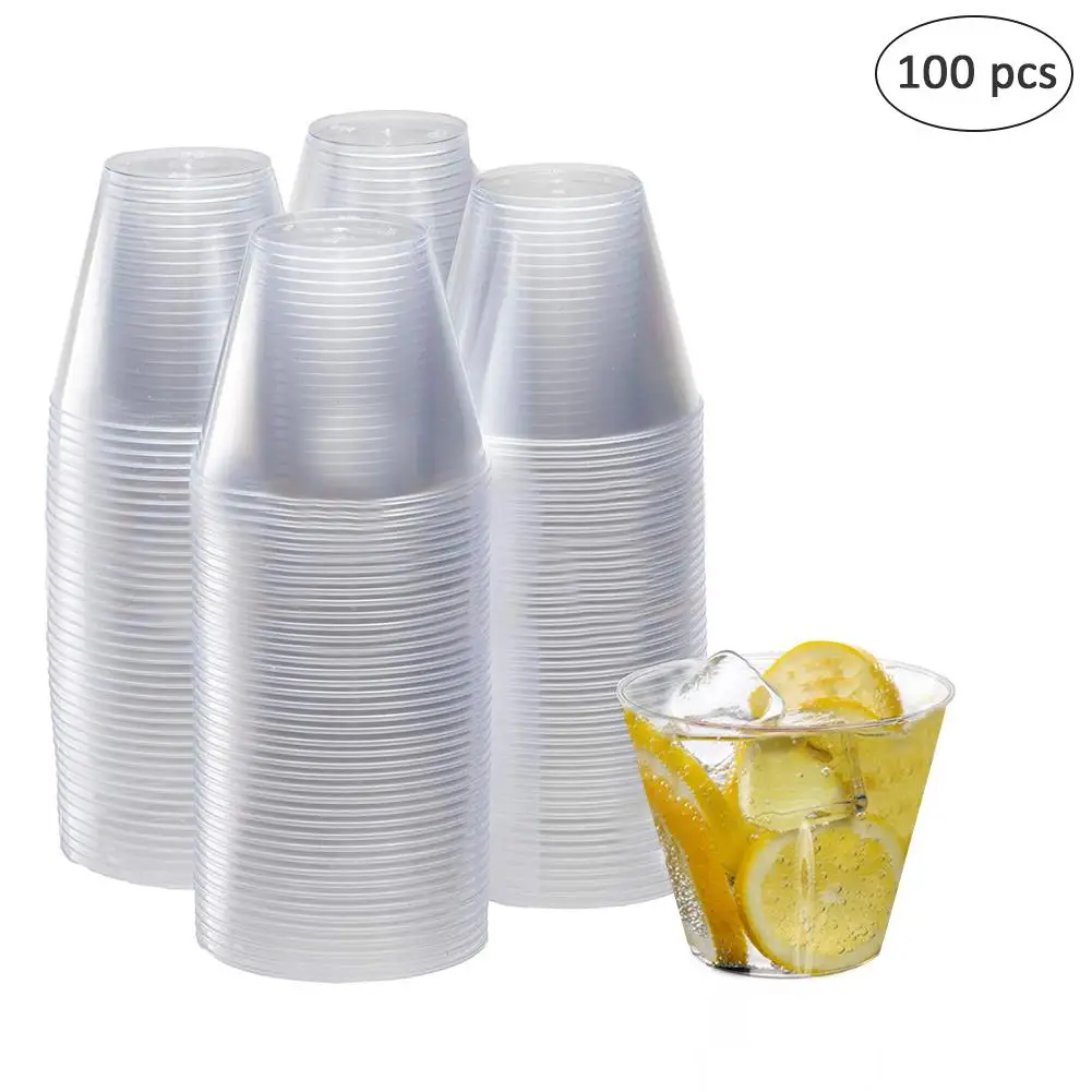 100pcs 50/100 шт. 200 мл прозрачная пластиковая Одноразовая чашка Стекло День рождения один раз Применение стаканы кружка питьевой воды для того чтобы поить жесткий Пластик - Цвет: 100pcs