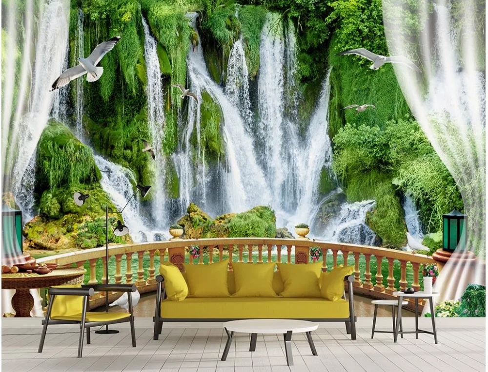 Обои для гостиной водопад балкон под заказ 3d фото обои украшения дома настенные