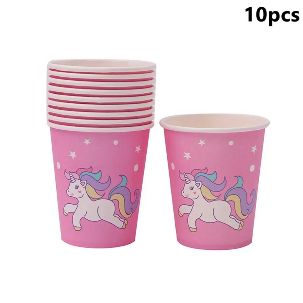 Pink Cups Taoup розовый Unicornio Paltes Parper салфетки Единорог одноразовая посуда с днем рождения Единорог вечерние принадлежности Babyshower события - Цвет: Pink Cups