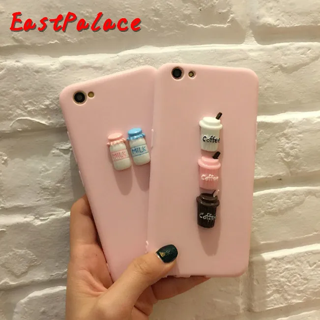 3D Kawaii розовые детские бутылки кофе телефон чехол для iPhone 6 6s 7 8 Plus X XS MAX XR