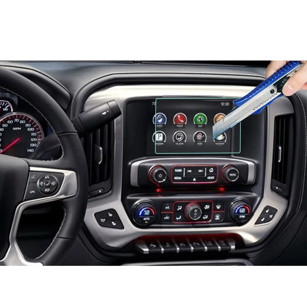 Car GPS Navigation Screen Protector for GMC Sierra 1500 2500HD 3500HD Denali 2014-2019 8&quot Tempered Glass Protective Film | Автомобили