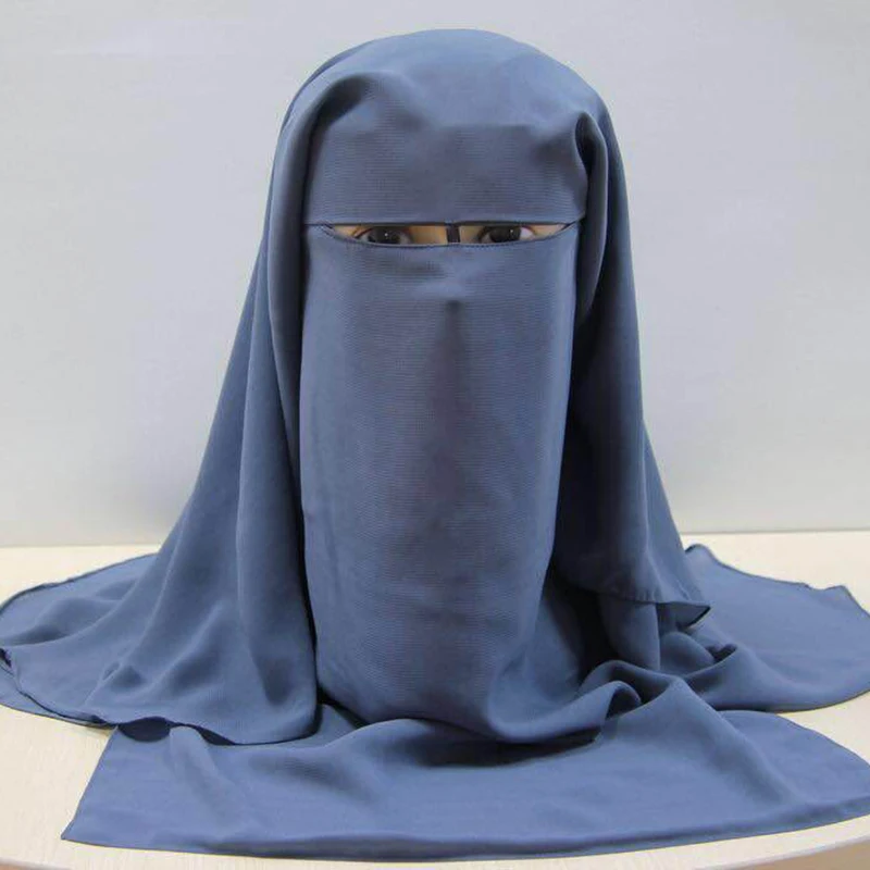 Мусульманский бандана шарф исламский 3 слоя Niqab Burqa черная крышка лица капот