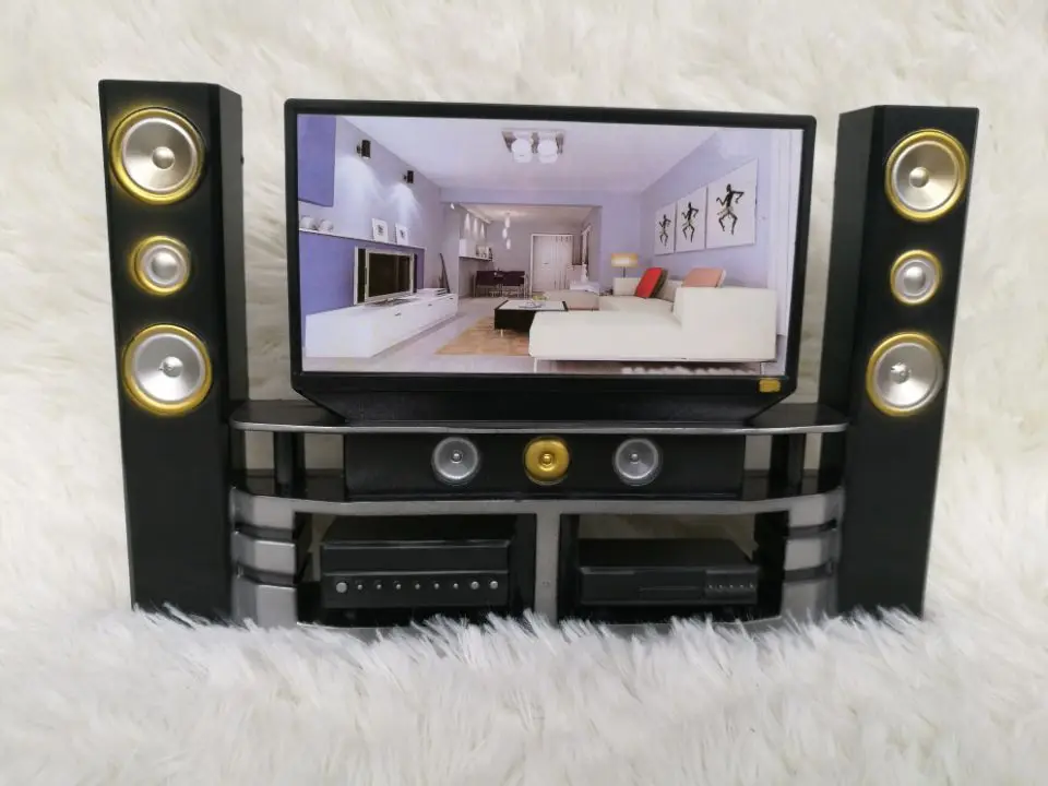 Новое поступление мини Hi-Fi 1:6 для девочек ТВ домашний кинотеатр шкаф набор кукольные аксессуары кукольная мебель детские игрушки для куклы Барби