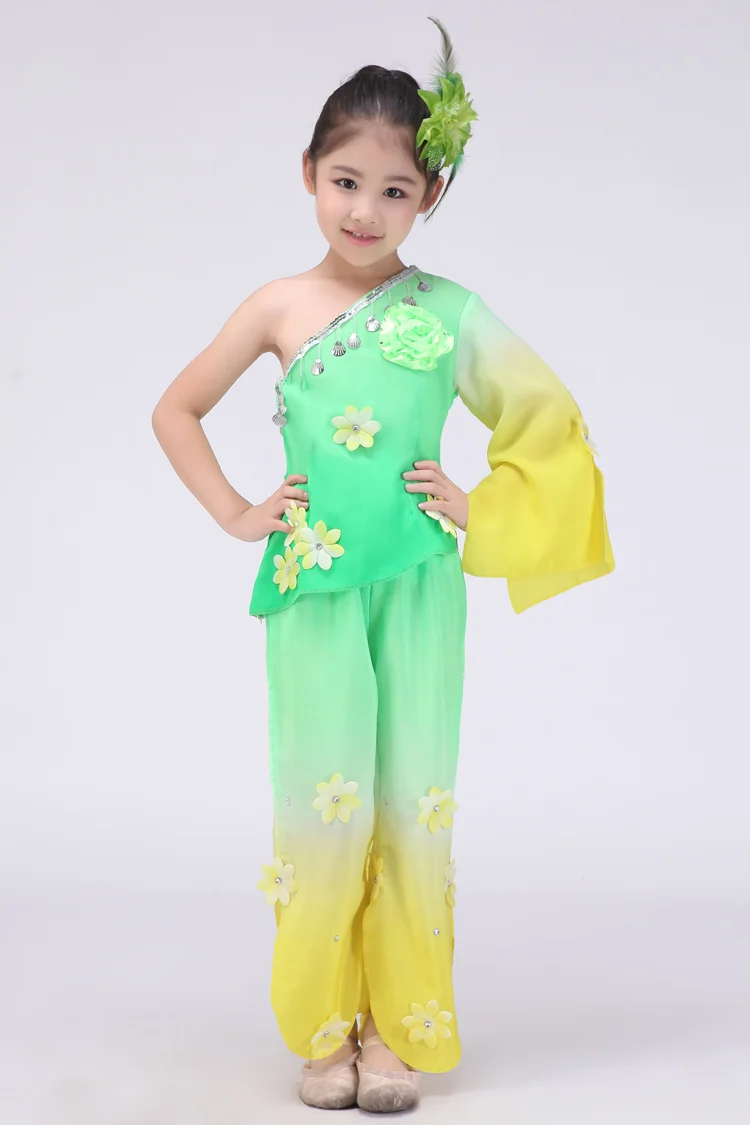 

Chinese Folk Dance Custom Children Dance Clothing National Costume Hanfu Yangko Dance Suit for Girls
