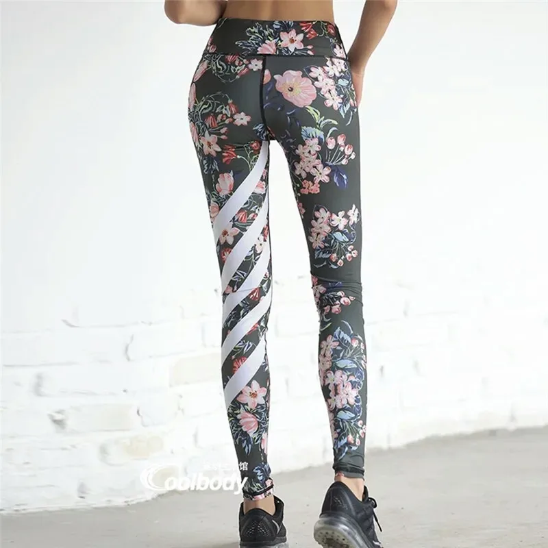 Sexy Training Women's Sports Yoga Pants High Elastic Fitness Leggings Tights Slim Running Gym Flower YD08 |