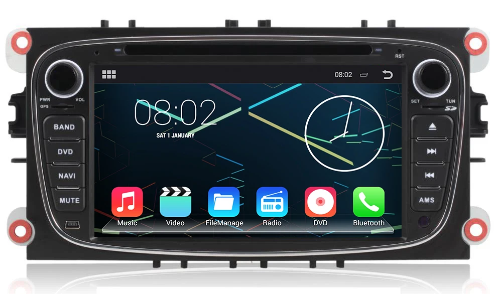 Четырехъядерный 1024*600 2 Din Android 5.1.1 автомобильный DVD GPS навигатор для Ford Mondeo S-Max Cmax Focus