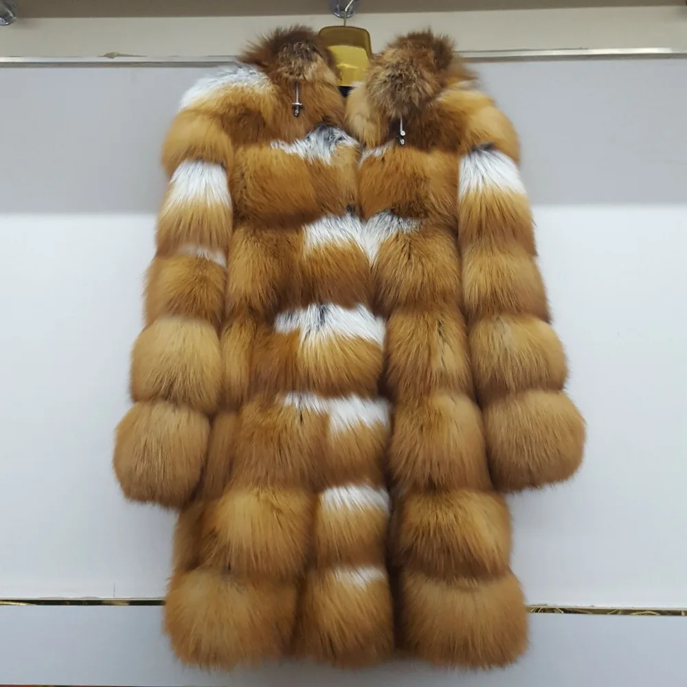 Новое Брендовое длинное пальто из лисьего меха модное женское