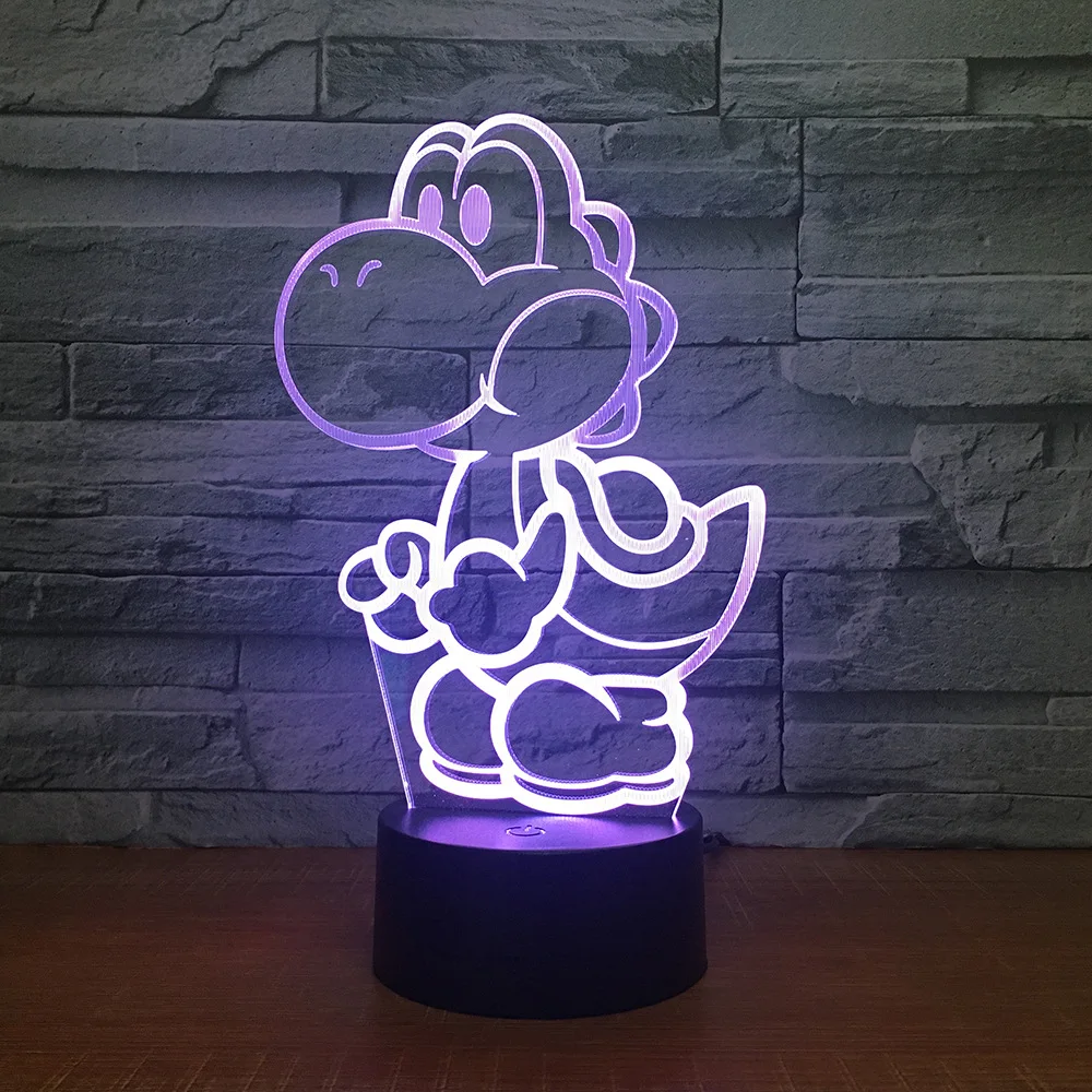Yoshi Mario 3D 7 цветов светодиодные ночники для детей сенсорные Usb настольные Lampara Lampe