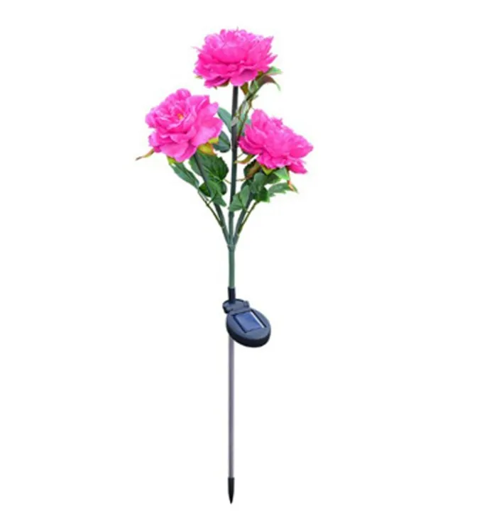 rose 3 головы цветок солнечный светильник светодиодный декоративный наружный Газон лампа домашний сад Пион цветок ночной Светильник s IP44 водонепроницаемые солнечные лампы - Испускаемый цвет: rose