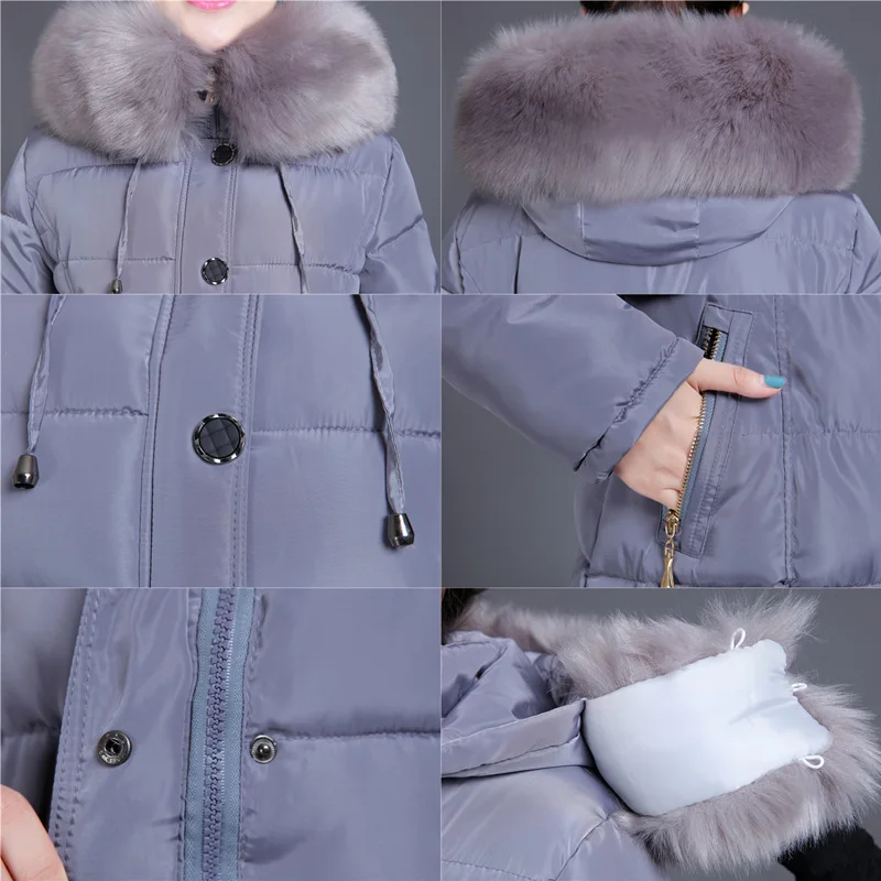 Женская Длинная зимняя куртка размера плюс 6XL Женское пальто с хлопковой