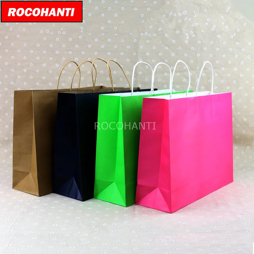 100х индивидуальный бумажный мешок для одежды Подарочный пакет из крафт бумаги