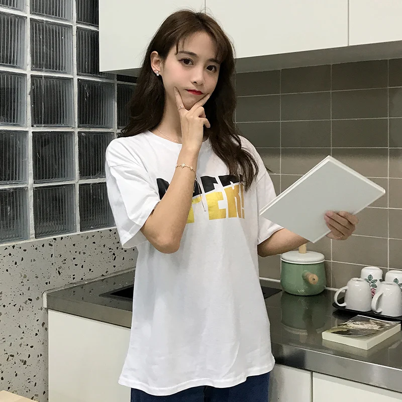 Женские футболки Kawaii Girl винтажная свободная печатная шикарная Повседневная