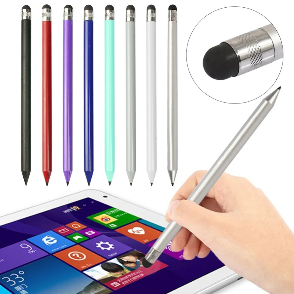 

2 In 1 Universal Stylus Pen Mobile Phone Writing Tool Capacitive Screen Carbon Plastic Round Pencil Styled Touch Screen Pen