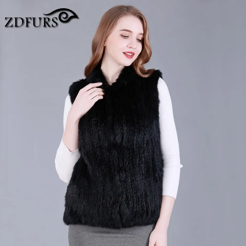 ZDFURS * Новый стиль ручной вязки кроличий мех жилет Классические Теплые wairstcoat
